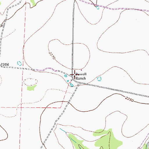 Topographic Map of Powell Ranch, TX