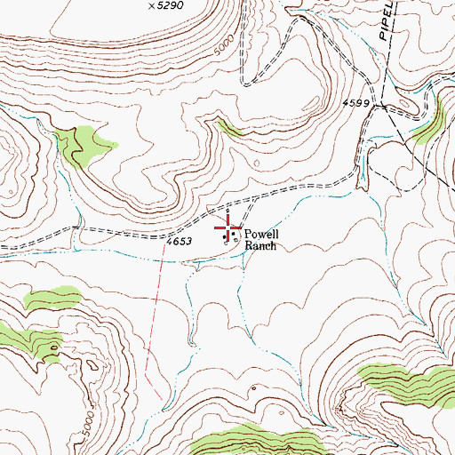 Topographic Map of Powell Ranch, TX
