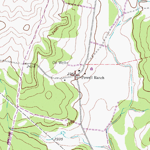 Topographic Map of Powell Ranch, TX