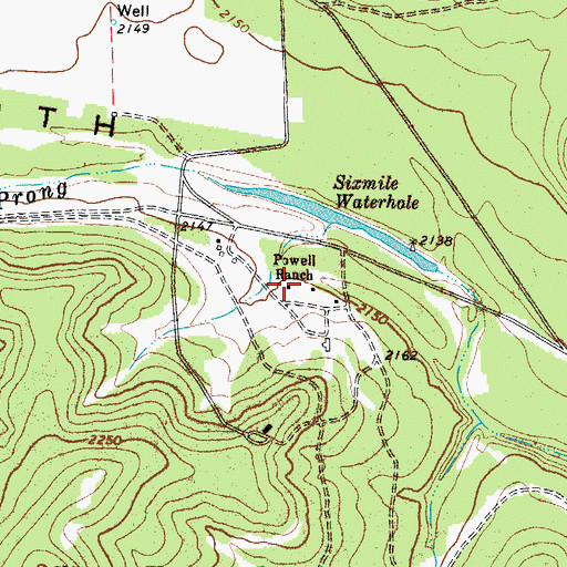 Topographic Map of Powell Ranch, TX