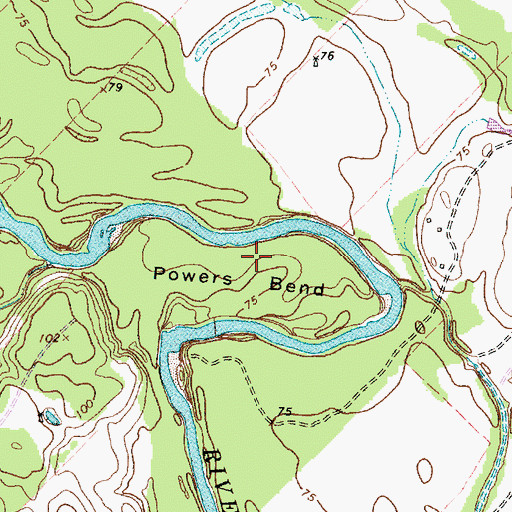 Topographic Map of Powers Bend, TX