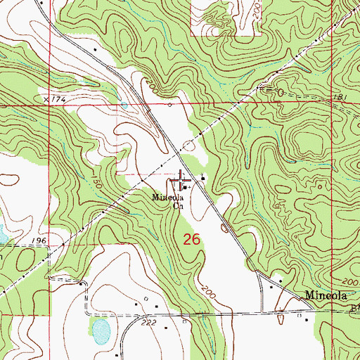 Topographic Map of Mineola Cemetery, AL