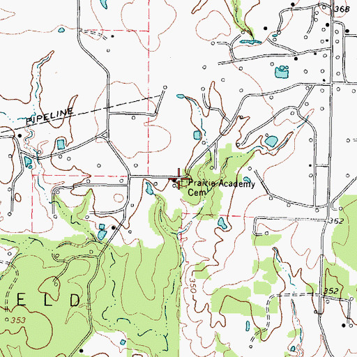 Topographic Map of Prairie Academy Cemetery, TX