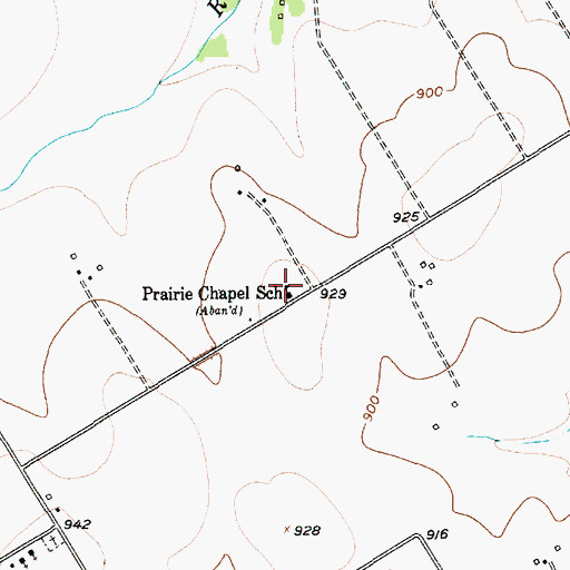 Topographic Map of Prairie Chapel School, TX