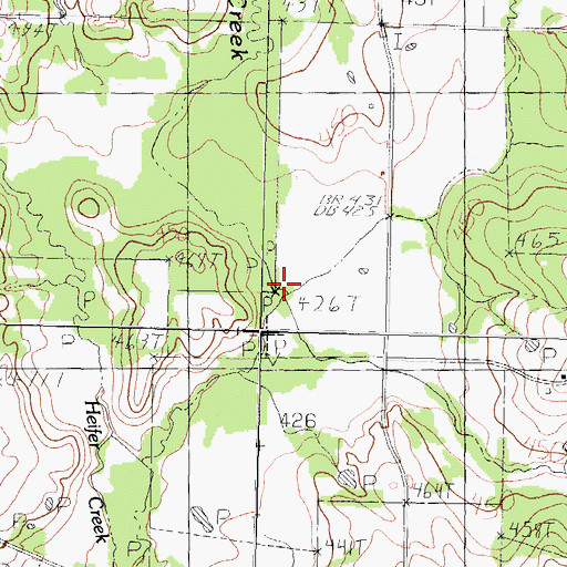 Topographic Map of Prairie Creek, TX