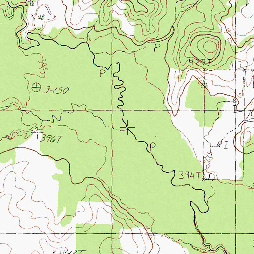 Topographic Map of Prairie Creek, TX