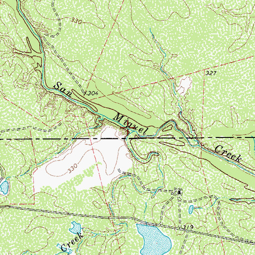 Topographic Map of Prairie Creek, TX