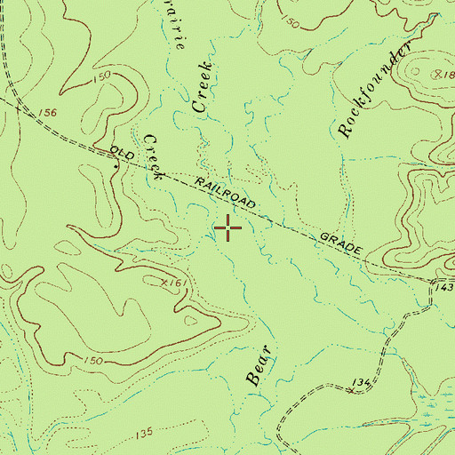 Topographic Map of Prairie Creek, TX