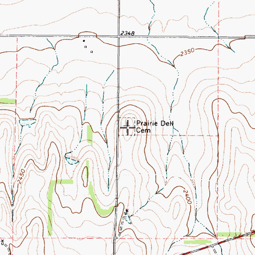 Topographic Map of Prairie Dell Cemetery, TX