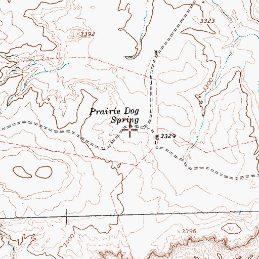 Topographic Map of Prairie Dog Spring, TX