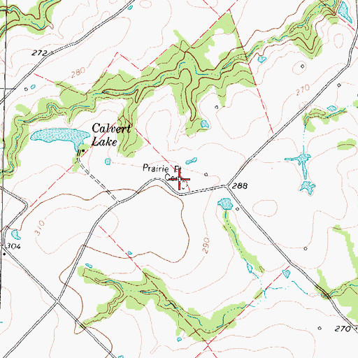 Topographic Map of Prairie Point Cemetery, TX
