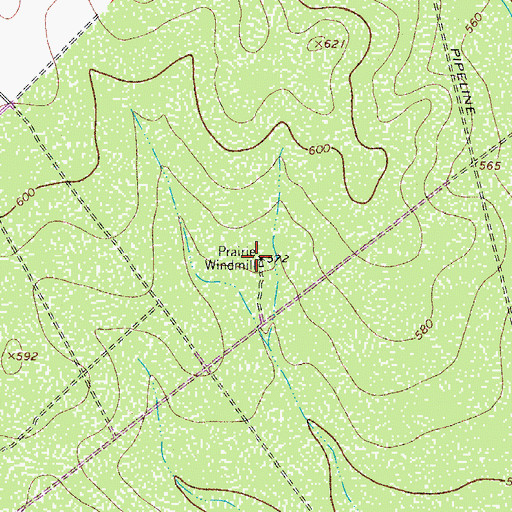 Topographic Map of Prairie Windmill, TX