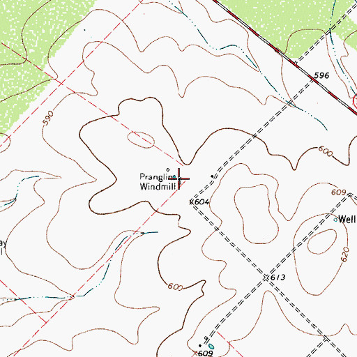 Topographic Map of Pranglin Windmill, TX