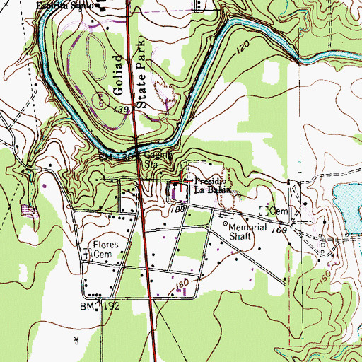 Topographic Map of Presidio La Bahia, TX