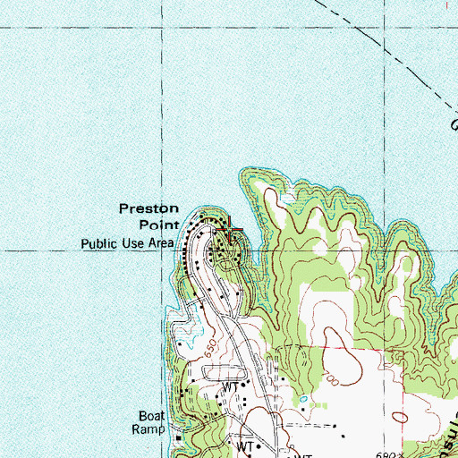 Topographic Map of Preston Point, TX