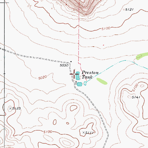 Topographic Map of Preston Tank, TX