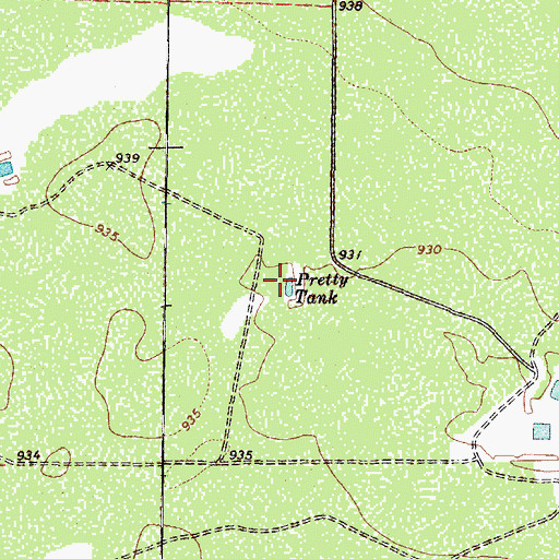 Topographic Map of Pretty Tank, TX