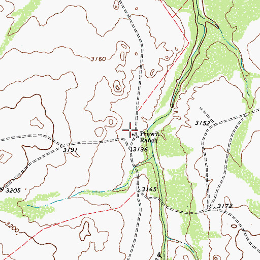 Topographic Map of Prewit Ranch, TX