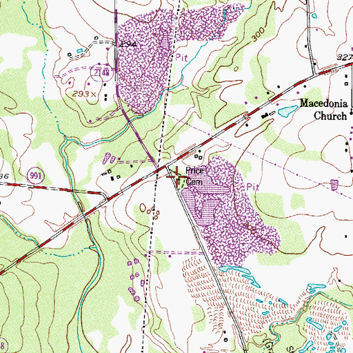 Topographic Map of Price Cemetery, TX