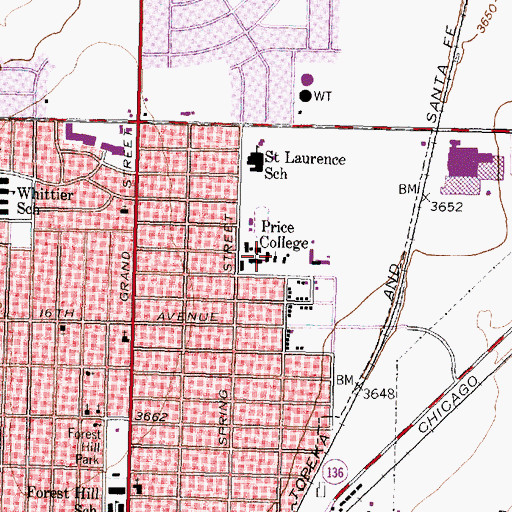 Topographic Map of Price College, TX