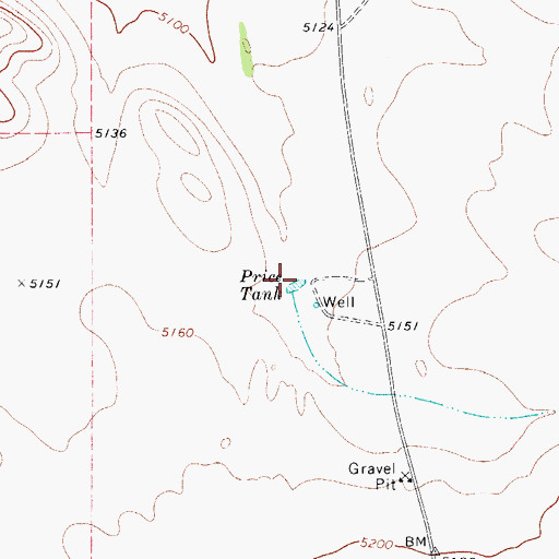 Topographic Map of Price Tank, TX