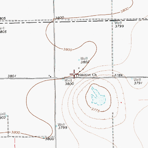 Topographic Map of Primitive Church, TX