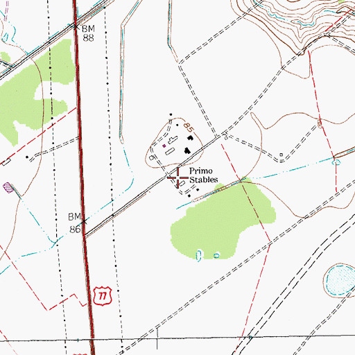 Topographic Map of Primo Stables, TX