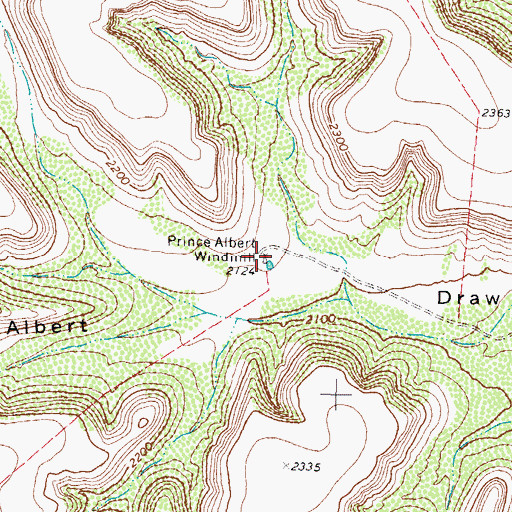 Topographic Map of Prince Albert Windmill, TX