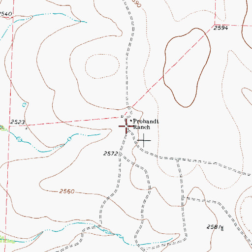 Topographic Map of Probandt Ranch, TX