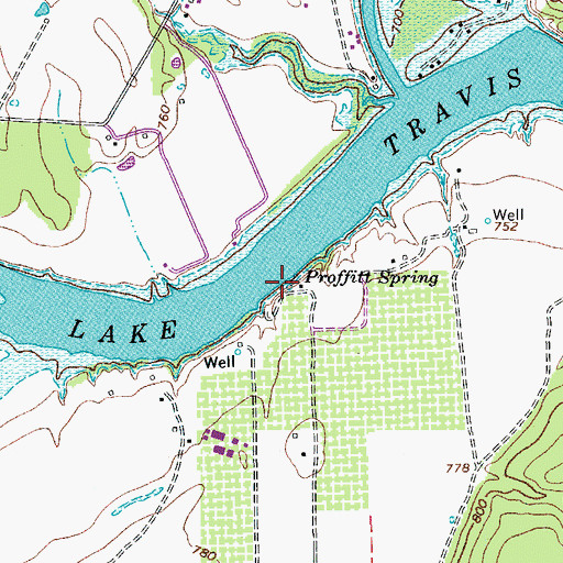 Topographic Map of Proffitt Spring, TX