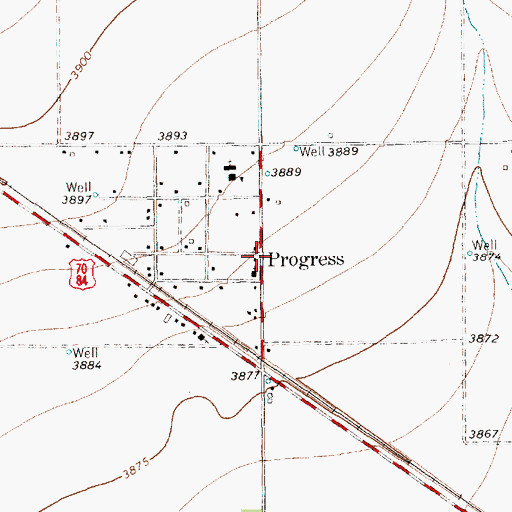 Topographic Map of Progress, TX