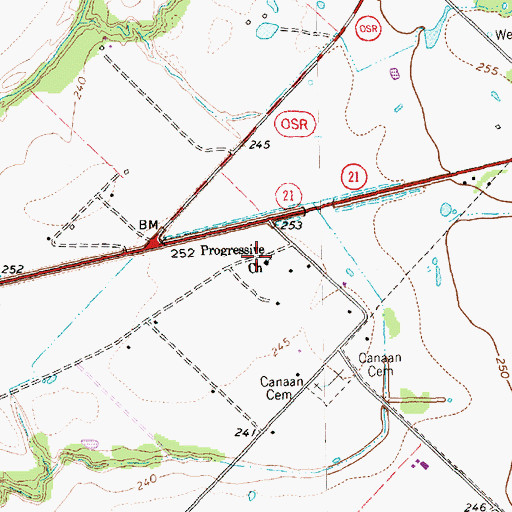 Topographic Map of Progressive Church, TX