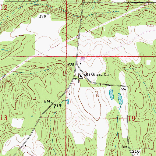 Topographic Map of Mount Gilead School (historical), AL