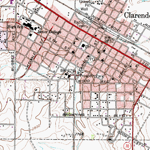 Topographic Map of Prospect Park, TX
