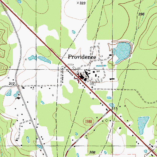 Topographic Map of Providence, TX
