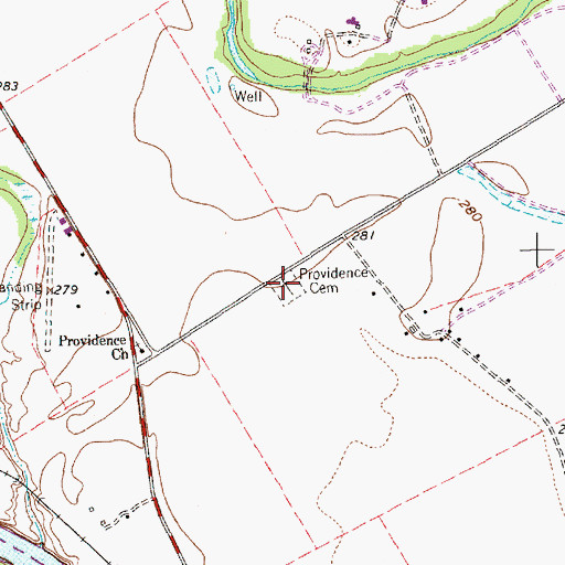 Topographic Map of Providence Cemetery, TX