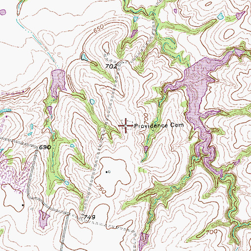 Topographic Map of Providence Cemetery, TX