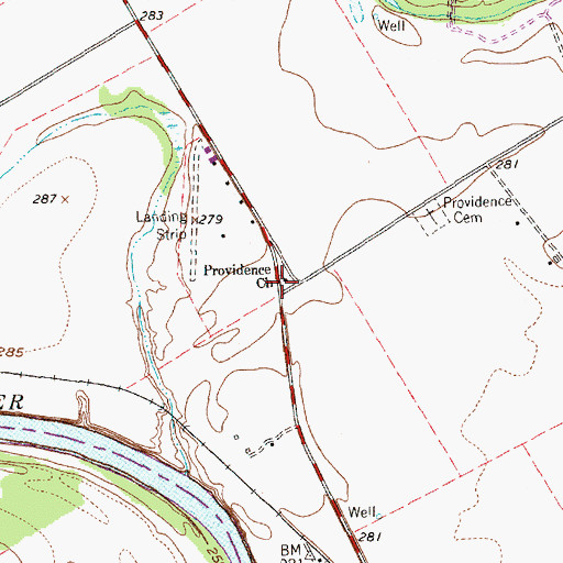 Topographic Map of Providence Church, TX