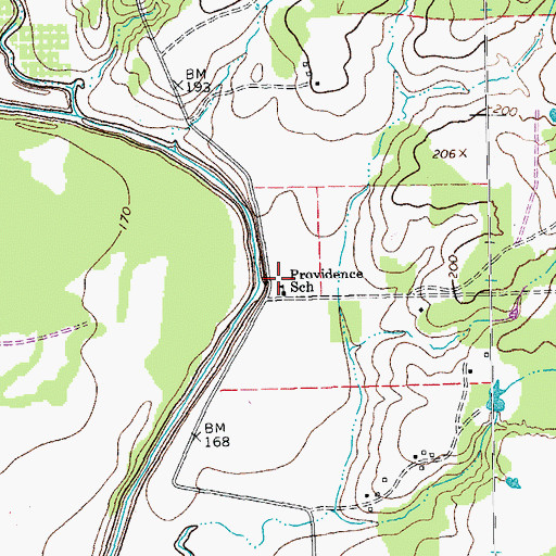 Topographic Map of Providence School, TX