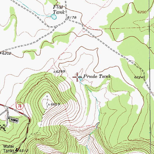 Topographic Map of Prude Tank, TX