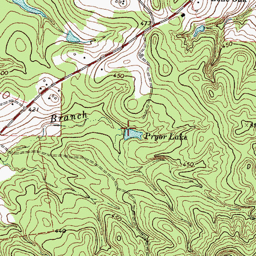 Topographic Map of Pryor Lake, TX