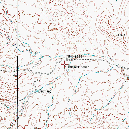 Topographic Map of Puckett Ranch, TX