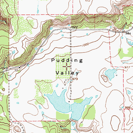 Topographic Map of Pudding Valley, TX