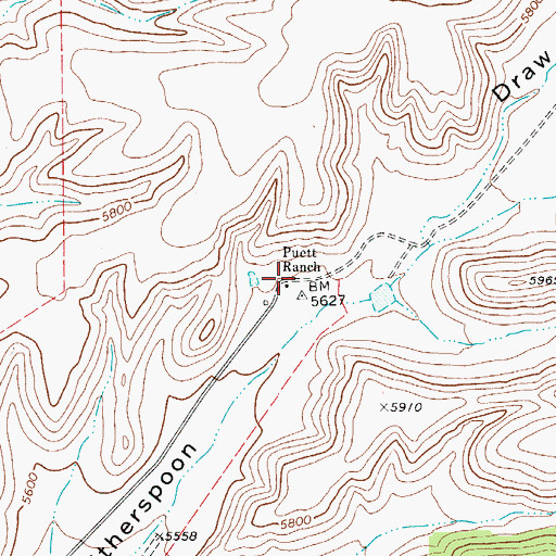 Topographic Map of Puett Ranch, TX