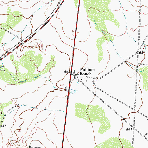 Topographic Map of Pulliam Ranch, TX