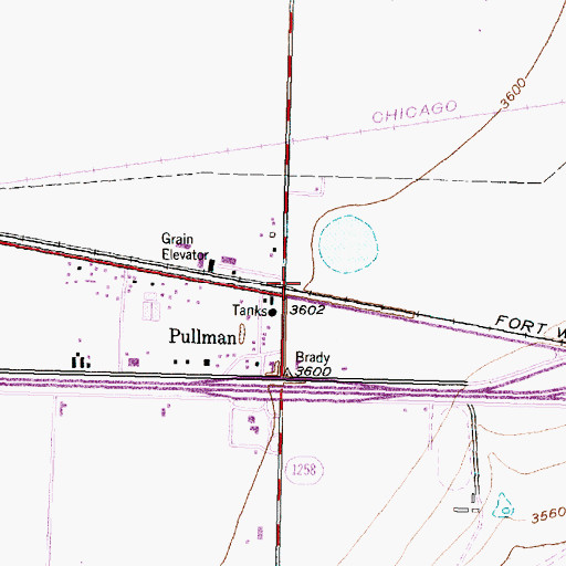 Topographic Map of Pullman, TX