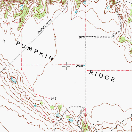 Topographic Map of Pumpkin Ridge, TX