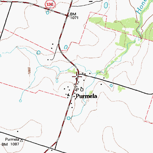 Topographic Map of Purmela, TX