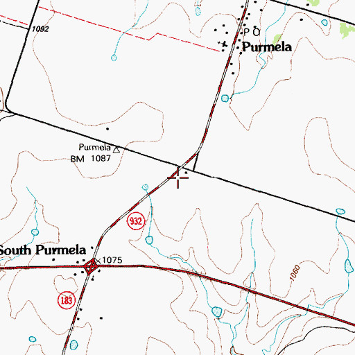 Topographic Map of Purmela School, TX