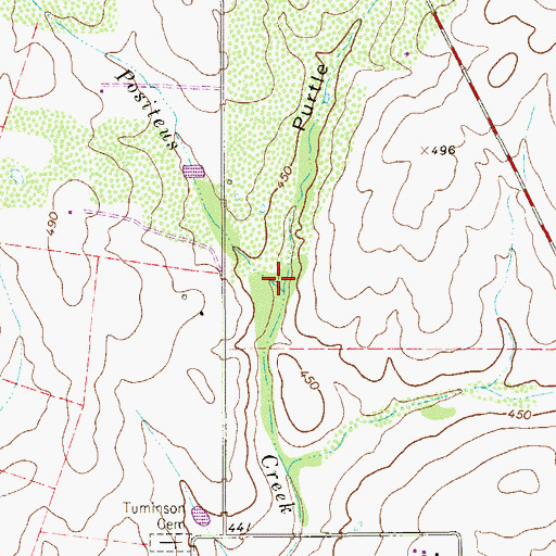 Topographic Map of Purtle Hollow, TX
